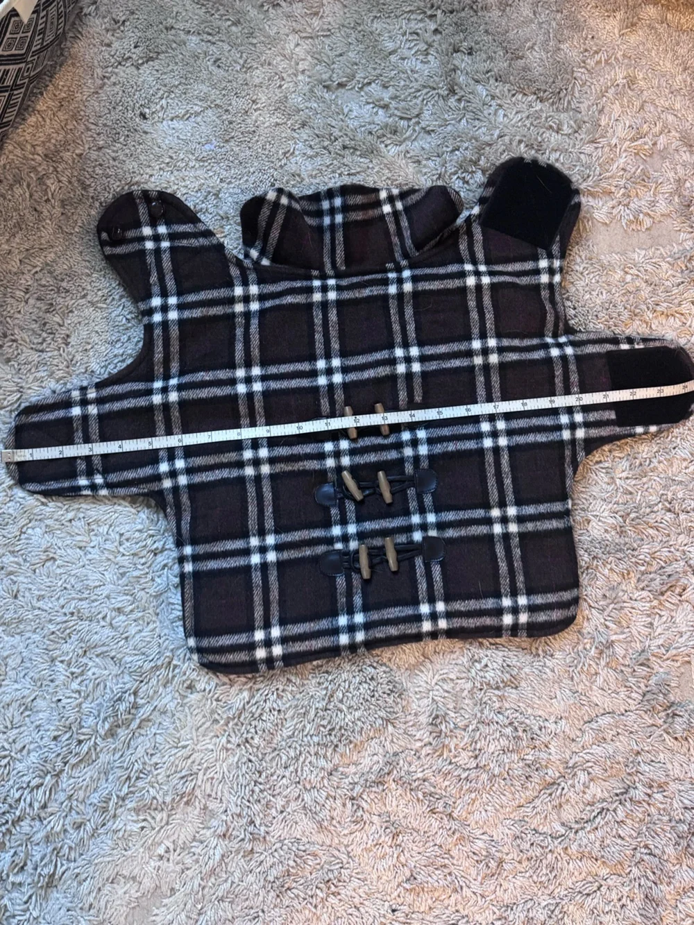 Plaid Dog Coat with Toggle Closures